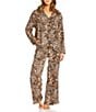 VAN WINKLE & CO. Animal Print Notch Collar Long Sleeve Long Pajama Set, Color:Fierce Animal - Image 1