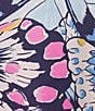 Color:Butterflies - Image 3 - Butterfly Print V-Neck Short Dolman Sleeve Satin Midi Caftan