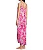 Color:Hot Pink Floral - Image 4 - Floral Print Woven Satin Sleeveless V-Neck Maxi Chemise