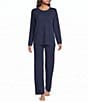 VAN WINKLE & CO. Long Sleeve Crew Neck Coordinating Cashmere Sleep Top - Image 3