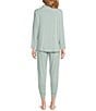 VAN WINKLE & CO. Long Sleeve Notch Collar Knit Top & Jogger Pajama Set, Color:Jadeite Green - Image 2