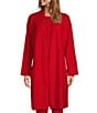 Color:Red - Image 1 - Long Sleeve Open-Front Coordinating Cashmere Lounge Kimono Wrap Robe
