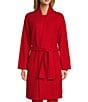 Color:Red - Image 3 - Long Sleeve Open-Front Coordinating Cashmere Lounge Kimono Wrap Robe