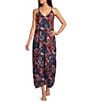 VAN WINKLE & CO. Moody Paisley Sleeveless V-Neck Satin Maxi Chemise - Image 1