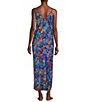 Color:Mosaic Floral - Image 2 - Van Winkle & Co. Mosaic Floral Woven Satin V-Neck Sleeveless Maxi Chemise