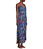 Color:Mosaic Floral - Image 3 - Van Winkle & Co. Mosaic Floral Woven Satin V-Neck Sleeveless Maxi Chemise
