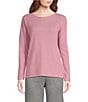 Color:Blush - Image 1 - Oversized Cashmere Long Sleeve Crew Neck Coordinating Lounge Top