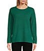 Color:Emerald - Image 1 - Oversized Cashmere Long Sleeve Crew Neck Coordinating Lounge Top