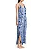 Color:Painted Palm - Image 3 - Painted Palm Print Woven Satin V-Neck Sleeveless Maxi Chemise