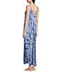 Color:Painted Palm - Image 4 - Painted Palm Print Woven Satin V-Neck Sleeveless Maxi Chemise