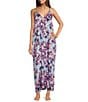 Color:Butterflies - Image 1 - Satin Butterfly Print Sleeveless V-Neck Maxi Chemise