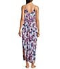 Color:Butterflies - Image 2 - Satin Butterfly Print Sleeveless V-Neck Maxi Chemise