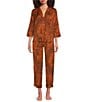 VAN WINKLE & CO. Satin Wild Tiger Print Coordinating Sleep Pants - Image 3