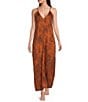 VAN WINKLE & CO. Satin Wild Tiger Print Sleeveless V-Neck Maxi Chemise - Image 1