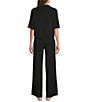 VAN WINKLE & CO. Solid Jersey Knit Short Sleeve Notch Collar Long Pajama Set - Image 2