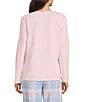 Sleep Sense Solid Ribbed Knit Split Round Neck Long Sleeve Coordinating Sleep Top, Color:Rose Shadow - Image 2