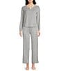 VAN WINKLE & CO. Solid Ribbed Knit Split V-Neck Long Sleeve Coordinating Sleep Top - Image 3
