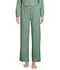 Color:Heather Green - Image 1 - Van Winkle & Co. Solid Ribbed Knit Wide Leg Coordinating Sleep Pant