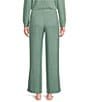 Color:Heather Green - Image 2 - Van Winkle & Co. Solid Ribbed Knit Wide Leg Coordinating Sleep Pant