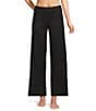 VAN WINKLE & CO. Solid Ribbed Knit Wide Leg Coordinating Sleep Pants, Color:Black - Image 1