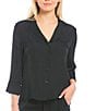 Color:Black - Image 1 - Solid Satin Coordinating Pajama Top