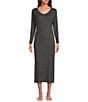 Van Winkle & Co. Solid V-Neck Long Sleeve Knit Midi Nightgown - Image 1