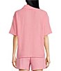 Color:Hot Pink - Image 2 - Solid Woven Notch Collar Gauze Coordinating Sleep Top