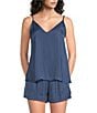 VAN WINKLE & CO. Solid Woven Satin Sleeveless V-Neck Coordinating Sleep Top - Image 1