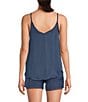 VAN WINKLE & CO. Solid Woven V-Neck Coordinating Sleep Tank, Color:Vintage Indigo - Image 2