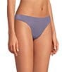VAN WINKLE & CO. Stretch Microfiber Bonded Mid Rise Thong Panty, Color:Cadet - Image 1