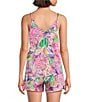 Color:Lily Pink Floral - Image 2 - Woven Satin Floral Print Sleeveless V-Neck Coordinating Sleep Top