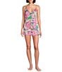 Color:Lily Pink Floral - Image 3 - Woven Satin Floral Print Sleeveless V-Neck Coordinating Sleep Top