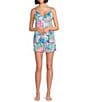 VAN WINKLE & CO. Woven Satin Jungle Parrot Tropical Print Coordinating Sleep Shorts, Color:Jungle Parrot - Image 3