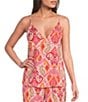 VAN WINKLE & CO. Woven Satin Paisley Print Sleeveless V-Neck Coordinating Sleep Top - Image 1