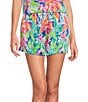 Color:Tropical Floral - Image 1 - Woven Satin Tropical Floral Print Coordinating Sleep Shorts