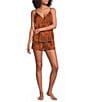 VAN WINKLE & CO. Woven Satin Wild Tiger Print Coordinating Sleep Shorts - Image 3