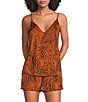 VAN WINKLE & CO. Woven Satin Wild Tiger Print Sleeveless V-Neck Coordinating Sleep Top - Image 1