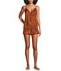 VAN WINKLE & CO. Woven Satin Wild Tiger Print Sleeveless V-Neck Coordinating Sleep Top - Image 3