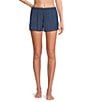 VAN WINKLE & CO. Woven Solid Satin Coordinating Sleep Shorts, Color:Vintage Indigo - Image 1
