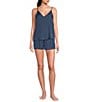 VAN WINKLE & CO. Woven Solid Satin Coordinating Sleep Shorts, Color:Vintage Indigo - Image 3