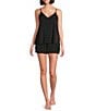 VAN WINKLE & CO. Woven Solid Satin Coordinating Sleep Shorts, Color:Black - Image 3