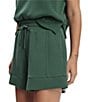 Varley Atrium Double Soft High Rise Drawstring Tie Waist Pull-On Shorts, Color:Cilantro - Image 3