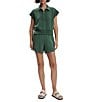Varley Atrium Double Soft High Rise Drawstring Tie Waist Pull-On Shorts, Color:Cilantro - Image 5