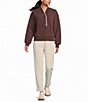 Varley Brenna Button Front V-Neck Long Sleeve Fleece Sweatshirt - Image 3