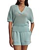 Varley Callie Knit Boxy Split V-Neck Short Sleeve Top - Image 1