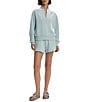 Varley Davidson DoubleSoft® Stand Collar V-Neck Quater Zip Long Sleeve Sweat Jacket, Color:Ether Blue - Image 3