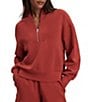 Varley Davidson DoubleSoft® Coordinating Stand Collar V-Neck Quater Zip Long Sleeve Sweat Jacket - Image 1