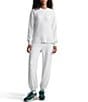Varley Gabriella DoubleSoft® Knit Crew Neck Long Sleeve Zip Side Pullover Sweatshirt, Color:Ivory Marl - Image 5
