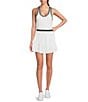 Color:White/Forest - Image 1 - Jane Court Scoop Neck Micro Jersey Knit Dress
