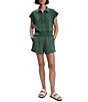 Varley Kelly High Neck Cap Sleeve Half Zip Double Soft Cropped Sweatshirt, Color:Cilantro - Image 3